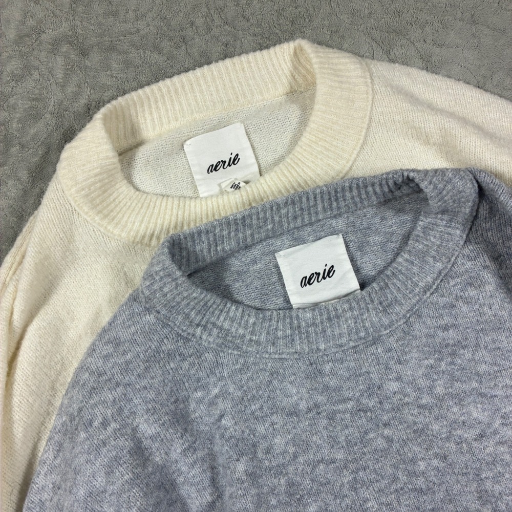 Aerie Soft Cozy Oversized Sweater Size L Set of 2 Lounge Scandi Cool Girl